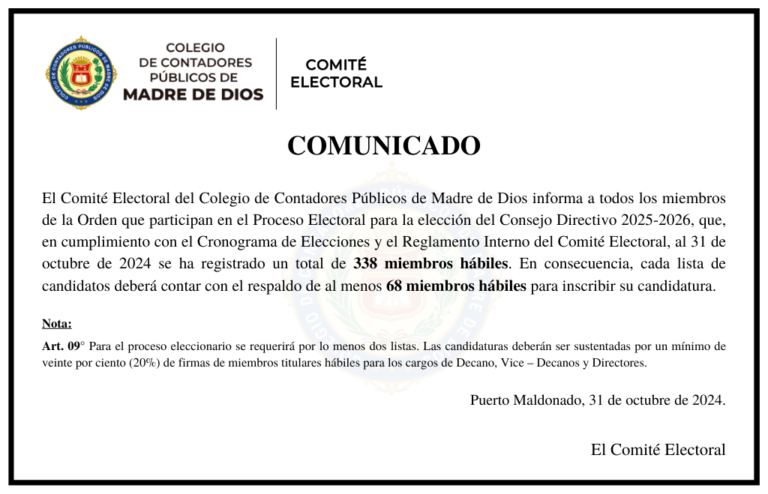 Comunicado - Comité Electoral