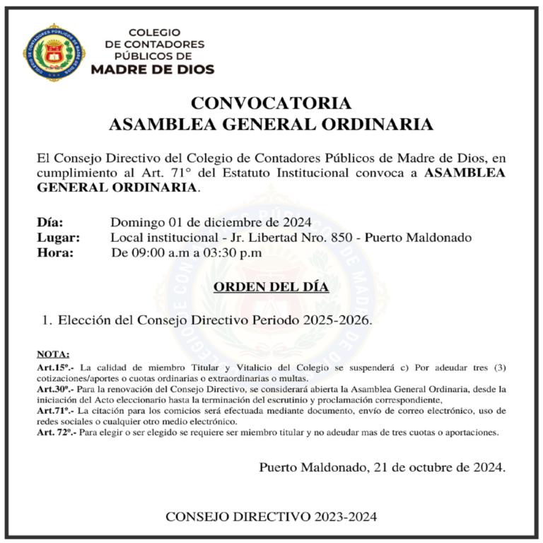 Convocatoria Asamblea General Ordinaria