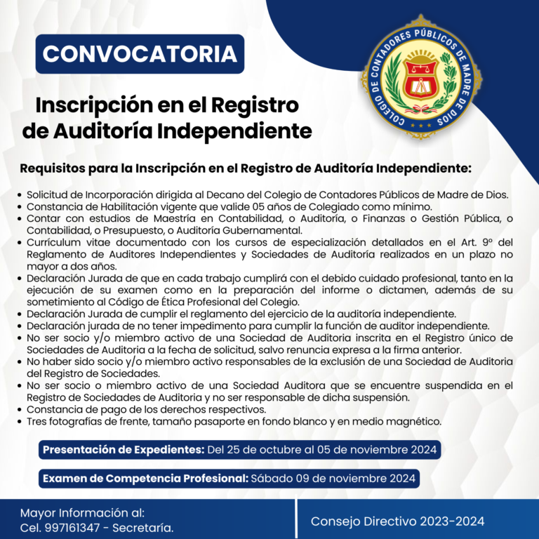 Convocatoria Registro de Auditoria Independiente