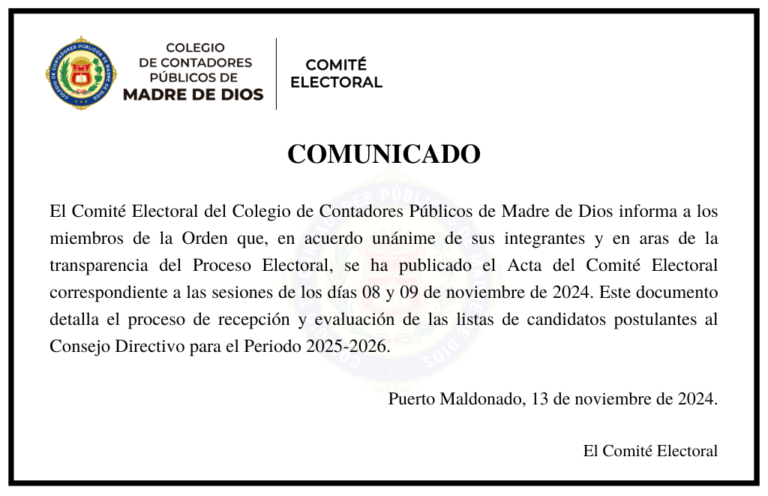 Comunicado - Comité Electoral