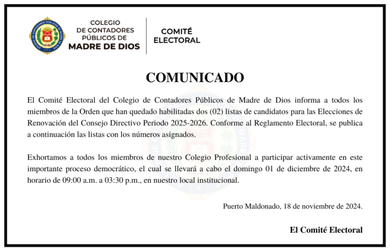 Comunicado - Comité Electoral