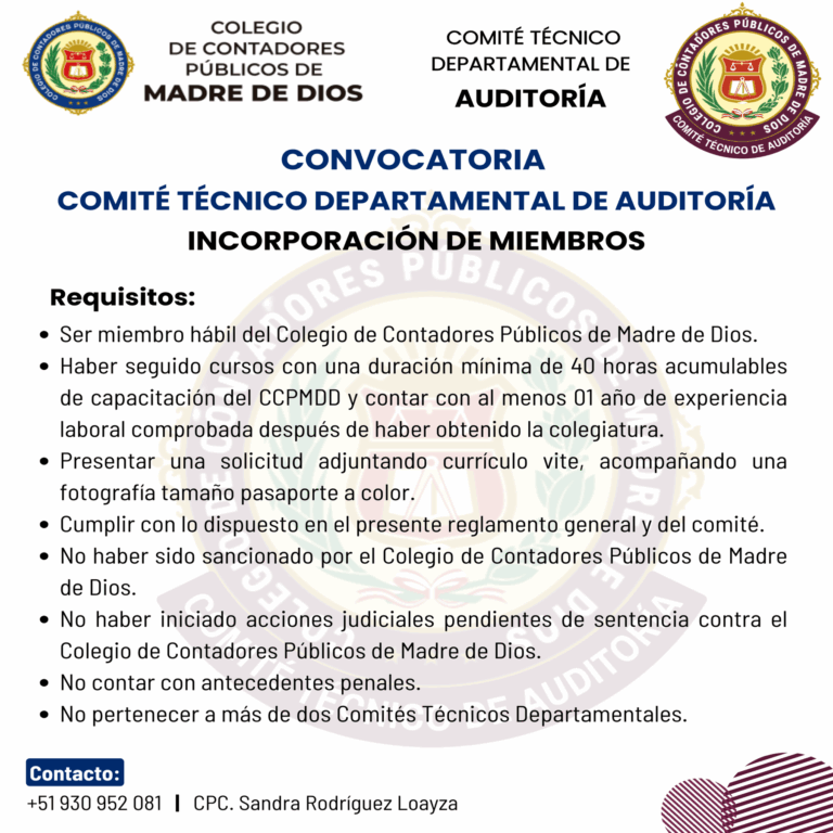 CONVOCATORIA COMITÉ TÉCNICO DE AUDITORÍA