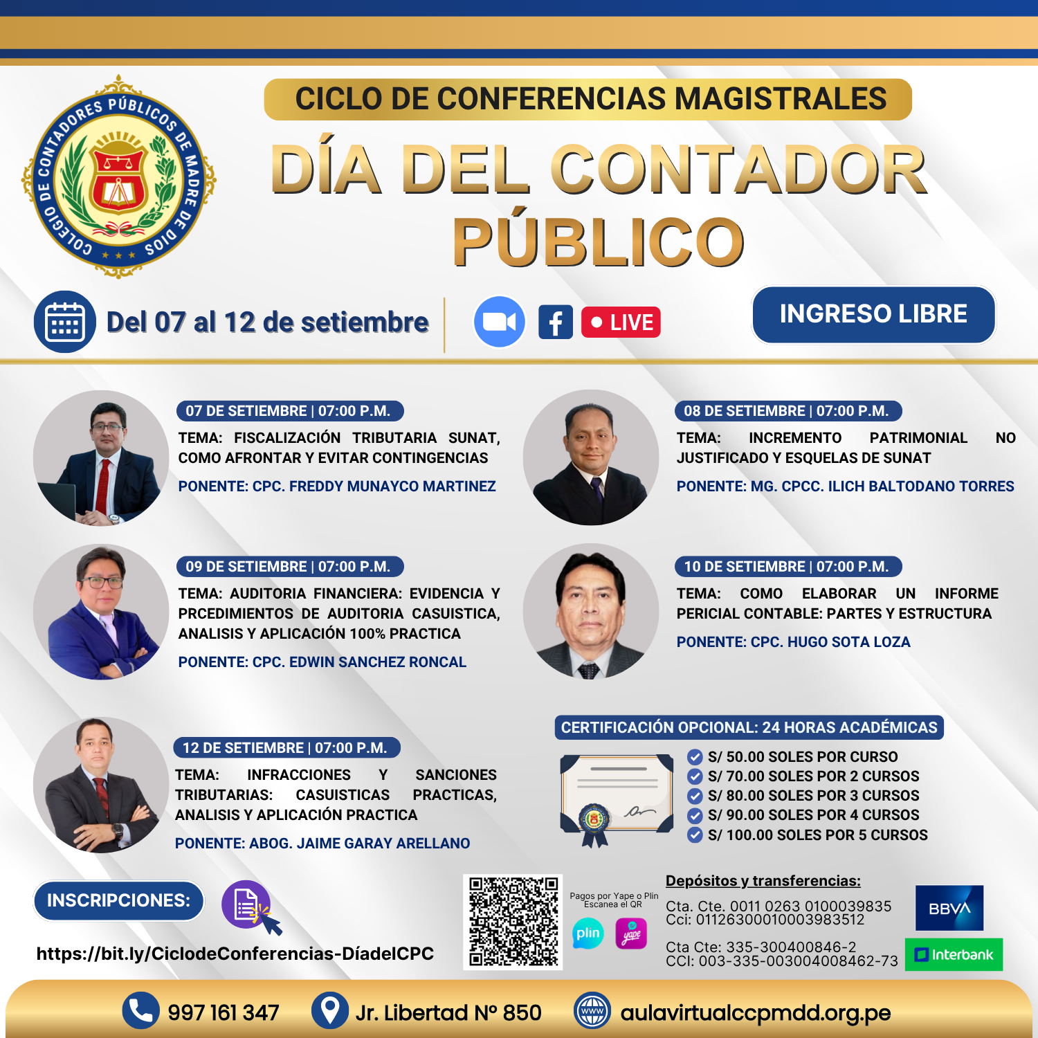 CICLO DE CONFERENCIAS POR EL DÍA DEL CONTADOR PÚBLICO